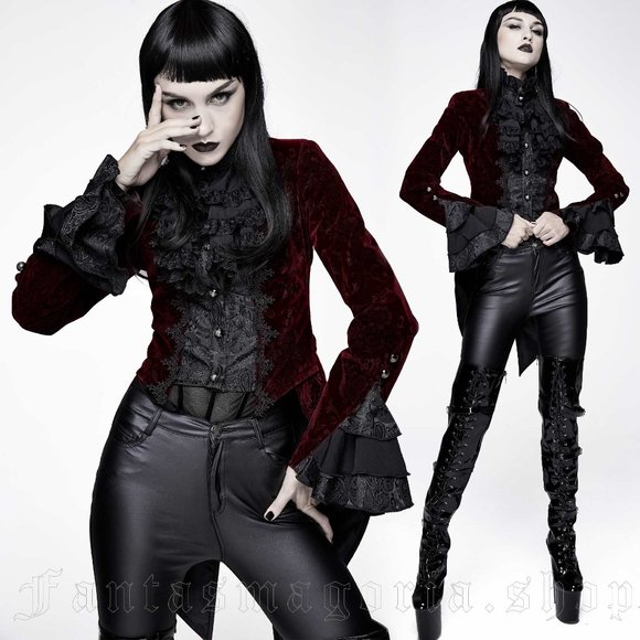 BNWT Victorian Gothic deep red velvet jacket - Picture 3 of 5